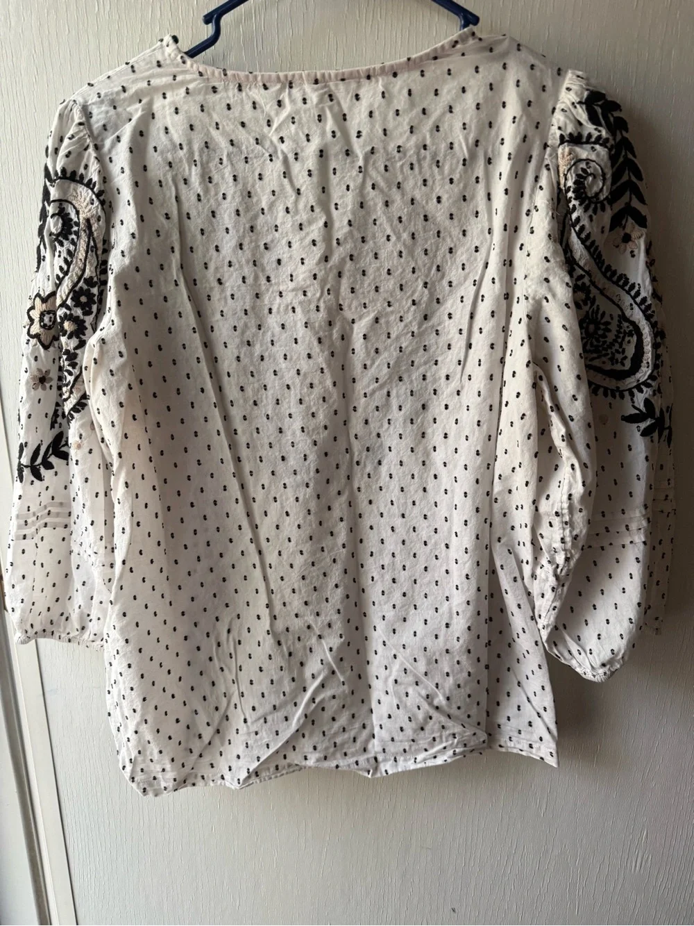 Fat Face Embroidered White Paisley Peasant Top